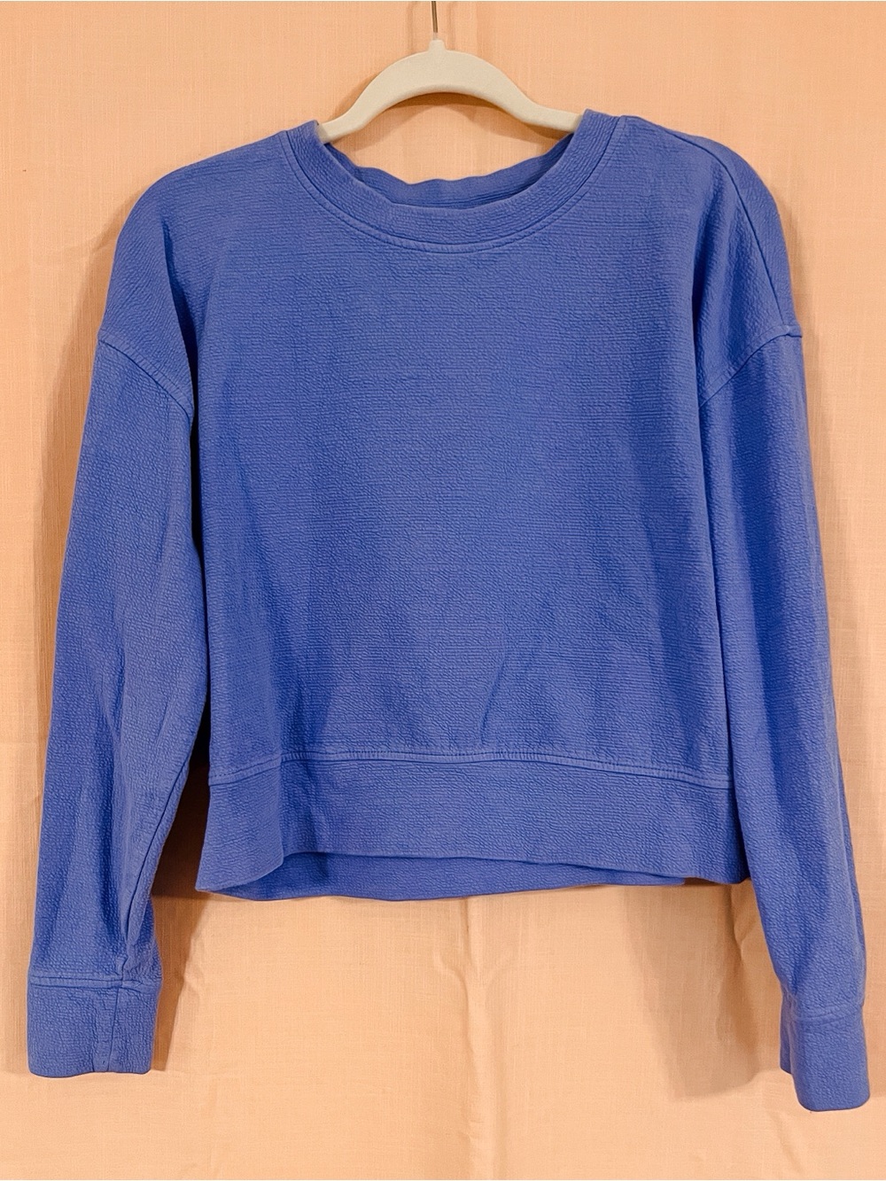 Danskin Crewneck Textured Pullover Sweatshirt in Periwinkle Blue